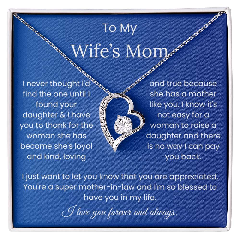 To My Wife's Mom - "Super Mother-in-Law" Forever Love Necklace