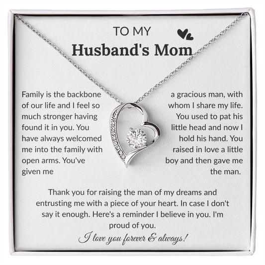 To My Husband's Mom - "Backbone of Our Family" Forever Love Necklace